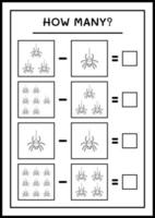 combien d'araignée, jeu pour les enfants. illustration vectorielle, feuille de calcul imprimable vecteur