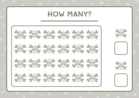 combien de crâne, jeu pour enfants. illustration vectorielle, feuille de calcul imprimable vecteur
