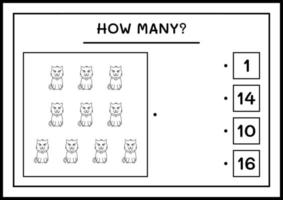 combien de chat, jeu pour enfants. illustration vectorielle, feuille de calcul imprimable vecteur