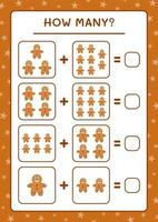 combien de biscuits au pain d'épice, jeu pour les enfants. illustration vectorielle, feuille de calcul imprimable vecteur