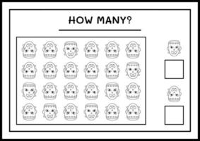 combien de monstre, jeu pour enfants. illustration vectorielle, feuille de calcul imprimable vecteur