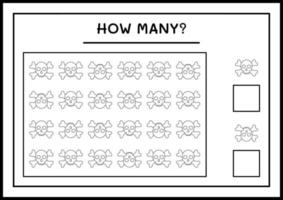 combien de crâne, jeu pour enfants. illustration vectorielle, feuille de calcul imprimable vecteur