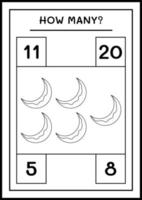 combien de lune, jeu pour enfants. illustration vectorielle, feuille de calcul imprimable vecteur