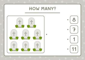combien de pierre tombale, jeu pour enfants. illustration vectorielle, feuille de calcul imprimable vecteur