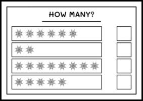 combien de toile d'araignée, jeu pour enfants. illustration vectorielle, feuille de calcul imprimable vecteur