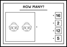 combien d'épouvantail, jeu pour enfants. illustration vectorielle, feuille de calcul imprimable vecteur