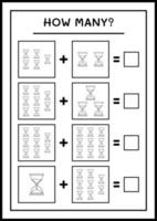 combien de sablier, jeu pour enfants. illustration vectorielle, feuille de calcul imprimable vecteur