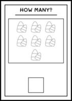 combien de bonbons, jeu pour enfants. illustration vectorielle, feuille de calcul imprimable vecteur