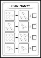 combien de corbeaux, jeu pour enfants. illustration vectorielle, feuille de calcul imprimable vecteur