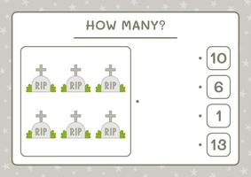 combien de pierre tombale, jeu pour enfants. illustration vectorielle, feuille de calcul imprimable vecteur