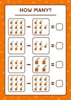 combien de souche avec hache, jeu pour enfants. illustration vectorielle, feuille de calcul imprimable vecteur