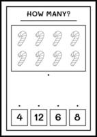 combien de bonbons, jeu pour enfants. illustration vectorielle, feuille de calcul imprimable vecteur