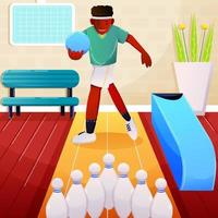 homme jouant au bowling illustration vectorielle, semble illustration vectorielle très excitée vecteur