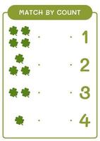 match par compte de trèfle, jeu pour enfants. illustration vectorielle, feuille de calcul imprimable vecteur