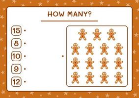 combien de biscuits au pain d'épice, jeu pour les enfants. illustration vectorielle, feuille de calcul imprimable vecteur