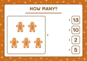 combien de biscuits au pain d'épice, jeu pour les enfants. illustration vectorielle, feuille de calcul imprimable vecteur