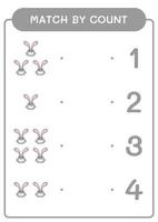 match par compte de lapin, jeu pour enfants. illustration vectorielle, feuille de calcul imprimable vecteur