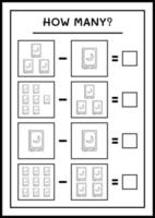 combien de livre, jeu pour enfants. illustration vectorielle, feuille de calcul imprimable vecteur