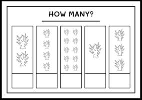 combien d'arbre mort, jeu pour enfants. illustration vectorielle, feuille de calcul imprimable vecteur