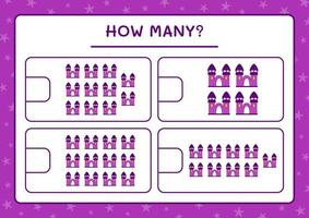 combien de château, jeu pour enfants. illustration vectorielle, feuille de calcul imprimable vecteur