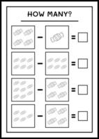 combien de bonbons, jeu pour enfants. illustration vectorielle, feuille de calcul imprimable vecteur