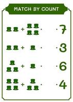 match en nombre de st. chapeau de jour de patrick, jeu pour enfants. illustration vectorielle, feuille de calcul imprimable vecteur