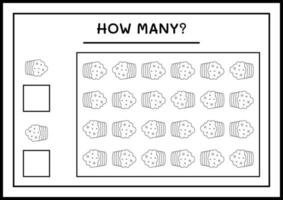 combien de cup cake, jeu pour enfants. illustration vectorielle, feuille de calcul imprimable vecteur