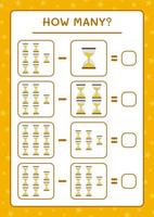 combien de sablier, jeu pour enfants. illustration vectorielle, feuille de calcul imprimable vecteur