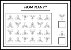 combien de baies de houx, jeu pour enfants. illustration vectorielle, feuille de calcul imprimable vecteur