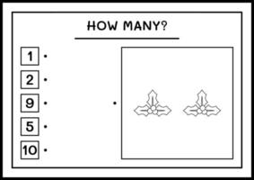 combien de baies de houx, jeu pour enfants. illustration vectorielle, feuille de calcul imprimable vecteur