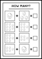 combien de crâne, jeu pour enfants. illustration vectorielle, feuille de calcul imprimable vecteur