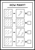 combien de sucette de noël, jeu pour enfants. illustration vectorielle, feuille de calcul imprimable vecteur