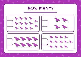 combien de corbeaux, jeu pour enfants. illustration vectorielle, feuille de calcul imprimable vecteur