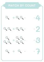 match au compte de la loupe, jeu pour enfants. illustration vectorielle, feuille de calcul imprimable vecteur