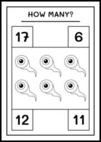 combien d'oeil, jeu pour les enfants. illustration vectorielle, feuille de calcul imprimable vecteur