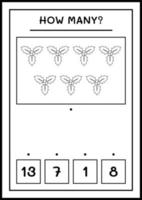 combien de baies de houx, jeu pour enfants. illustration vectorielle, feuille de calcul imprimable vecteur