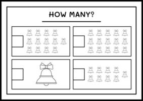combien de cloche de noël, jeu pour enfants. illustration vectorielle, feuille de calcul imprimable vecteur