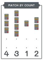 match par nombre de calculatrice, jeu pour enfants. illustration vectorielle, feuille de calcul imprimable vecteur