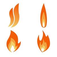 jeu d'icônes de flamme de feu. concept de gaz et d'énergie. illustration vectorielle. vecteur