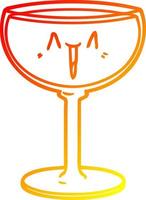 ligne de gradient chaud dessin dessin animé verre de vin vecteur