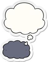 nuage de dessin animé et bulle de pensée sous forme d'autocollant imprimé vecteur