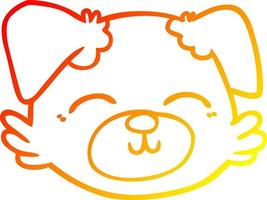 ligne de gradient chaud dessinant le visage de chien de dessin animé vecteur