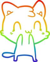 arc en ciel gradient ligne dessin dessin animé chat heureux vecteur