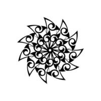 ornement rond blanc noir de mandala vintage. éléments de conception de tissage. vecteur de logos de yoga.