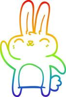 arc en ciel gradient ligne dessin dessin animé lapin heureux vecteur