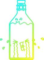 ligne de gradient froid dessin dessin animé vieille bouteille vecteur