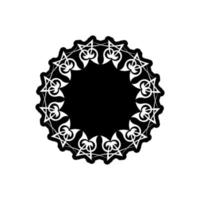 logo de mandala indien. logo noir et blanc. ornements ronds décoratifs. forme de fleur inhabituelle. vecteur oriental, modèles de thérapie anti-stress. éléments de conception de tissage. vecteur de logos de yoga.