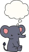 dessin animé éléphant et bulle de pensée vecteur