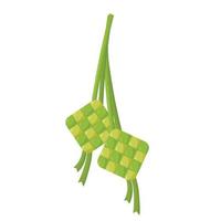 animé suspendu ketupat vecteur icône clip art dessin animé pour le ramadan et l'aïd al fitr éléments de fond islamiques