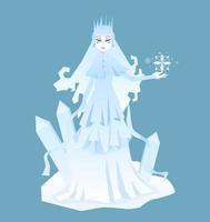 illustration plate de sorcière de neige froide avec des cristaux de glace vecteur